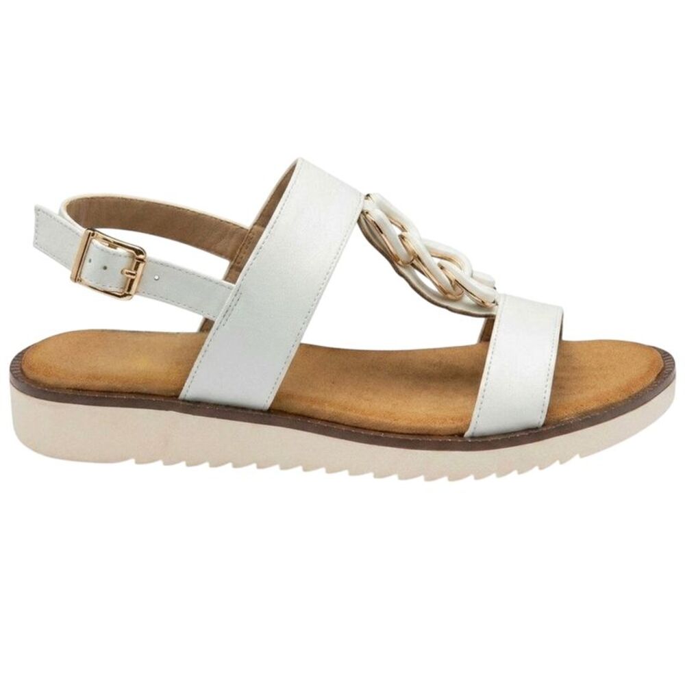 Lotus Shoes Womens/Ladies Joana Chain Detail Sandals / White